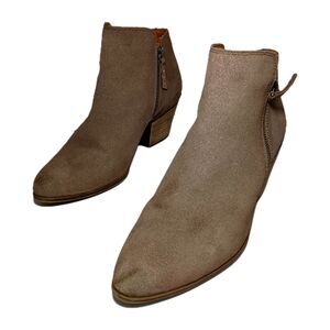 Frye Sz 10M Judith Zip Booties Leather Ankle Boots Ash Tan Taupe Beige Shoes 10